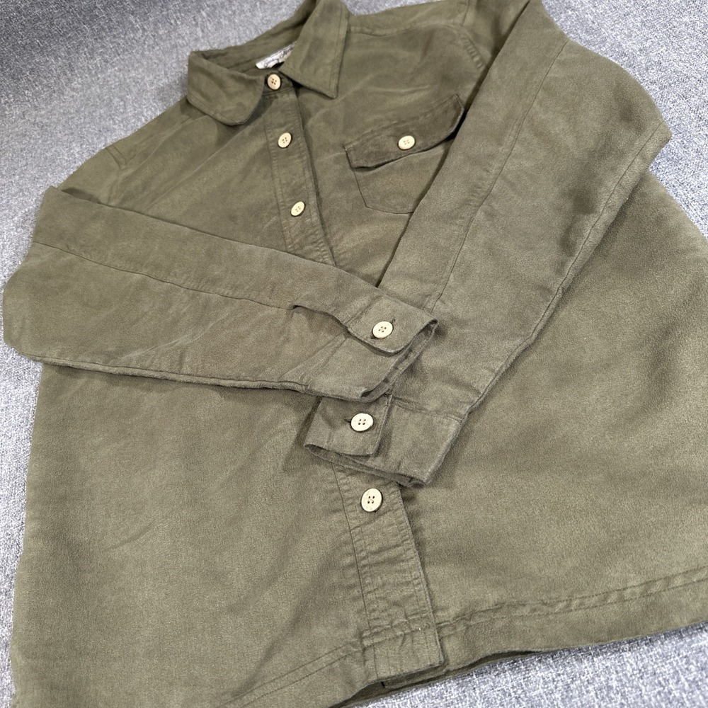 Womens Olive Green Button Up‎ Shirt Size 10 Utility Work Casual Top